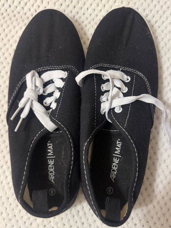 Ardene Shoes - Ardene Black Canvas Lace-Up Women's Sneakers with White Laces - brand new